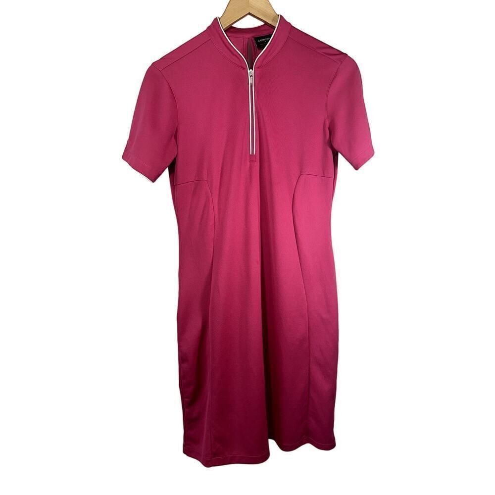 GALVIN GREEN Women's Miranda Zipper Pullover Golf Dress Pink Size Small